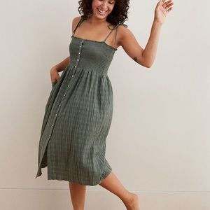 Aerie Olive Smocked Dress XS